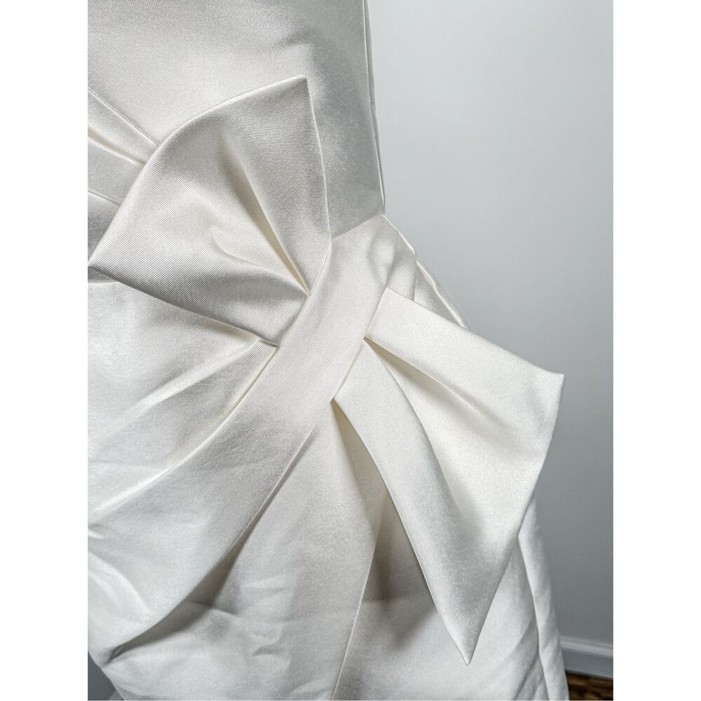 Amsale Asymmetric Satin One-Shoulder Midi-Dress size 6 - Picture 10 of 13